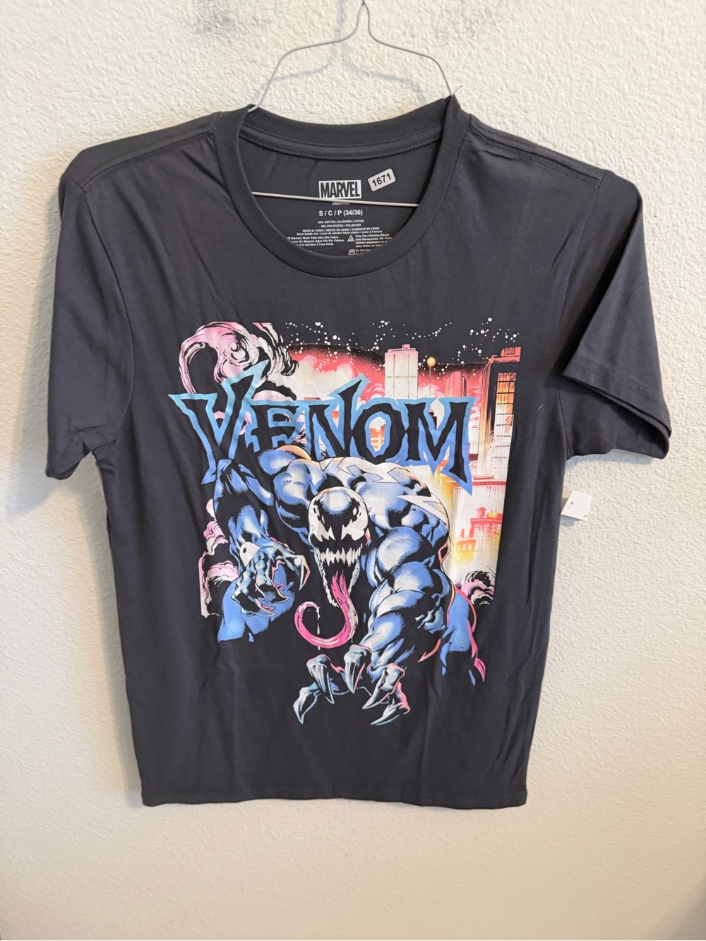 Marvel Venom Graphic Tee - Black with Blue & Pink Accents